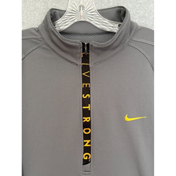 Nike Live Strong Cycling 1/2 Zip Pullover Mens XXL Gray Fit Dry Pocket READ - Picture 1 of 13